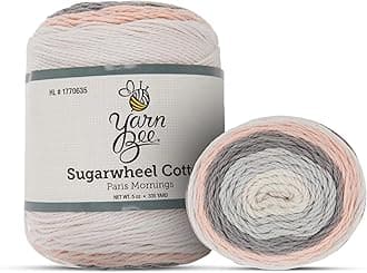 Yarn Bee 3-Light Cotton Yarn for Crocheting & Knitting - 335 Yards Soft Skein for Blankets, Hats & More - Craft Supplies for Handcrafting, Paris Mornings