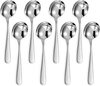 KEAWELL Premium 8-Piece 7" Louise Soup Spoons, 18/10 Stainless Steel, Dishwasher Safe