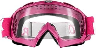 BATFOX Dirt Bike Goggles Motorcycle Glasses Motocross Safety ATV Tactical Riding Protective Eyewear (Clear-Red Purple)