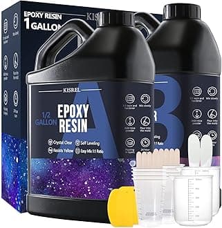 Epoxy Resin 1Gallon - Crystal Clear Epoxy Resin Kit - No Yellowing No Bubble Art Resin Casting Resin for Art Crafts, Jewelry Making, Wood & Molds(1/2 Gallon x 2)