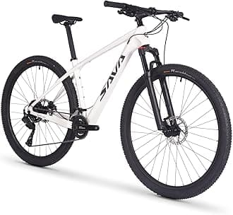 SAVADECK Carbon Fiber Mountain Bike, Dual Disc Brake Axle Thru Adventure Mountain Bike with CUES U4000 20 Speed Shift Groupset, 27.5/29 inch MTB Bicycle for Adult.(White 29 * 19)
