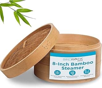 BirdRock Home Traditional Chinese Bamboo Steamer (20 CM Diameter) Dim Sum
