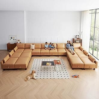 Large Modular Sofa Couch, 248'' Sectional Couch, Living Room Sets with Storage, 16 Seats Sets for House, Office,Villa, Tan