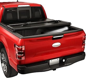 CARMOCAR Hard Tri-Fold Tonneau Cover Truck Bed Replacement for 2004-2014 Ford F-150 & 2006-2014 Lincoln Mark LT 6.5ft Bed Black Tonneau Cover Assembly LED Lamp