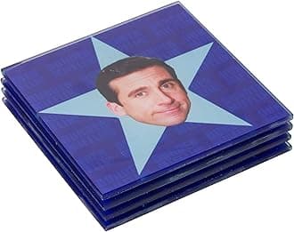 Silver Buffalo The Office Star Faces 4 PCS Glass Coaster Set
