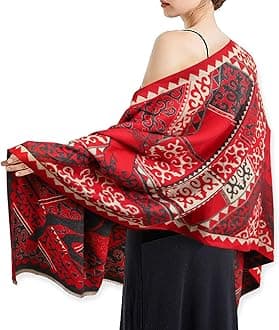 EXTREE Scarfs for Women Pashmina Silky Shawl Wrap for Evening Dressing Blanket Open Front Poncho Cape