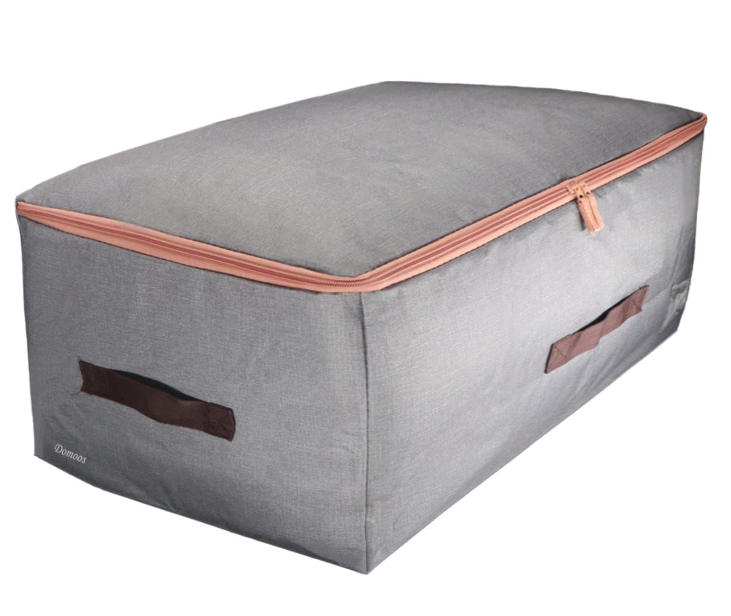 Foldable Under Bed Bag Sturdy Soft Side Storage Organizer Space Saver Bag with Handles Moistureproof Container for Bedding, Duvets, Comforters, Blanket, Clothes, Pillows (Grey)