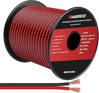 12 Gauge 50FT Electrical Wire 2 Conductors Red Black Hookup LED Lighting Strips Flexible Extension Cord 12AWG Copper Clad Aluminum Wire 12V/24V DC Cable