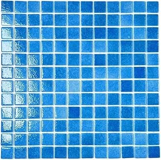 Tenedos Blue Recycled Glass Mosaic Tile Square 7/8 Inch Pattern for Kitchen Backsplash, Swimming Pool Tile, Bathroom Wall, Accent Wall (Not Peel and Stick Tile) (Box of 10 Sheets, Capri Blue)