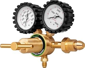 VIVOSUN Nitrogen Regulator with CGA580 Inlet and 7/16'' UNF Outlet Connection, Heavy-Duty Handle Helium Regulator with Double Pressure Gauge