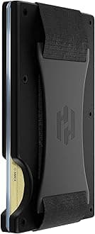 Hayvenhurst Wallet For Men - Reinvented Design Men's Wallet - Slim, Minimalistic & Seamless Card Case, Blocks RFID Scanners, Holds 12 Cards, Black, Cash Strap