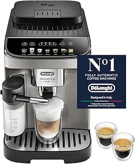 Magnifica EVO Bean to Cup Fully Automatic Coffee Machine, Traditional Milk Frother, Built In Grinder, ECAM290.81.TB, Titanium & Black,