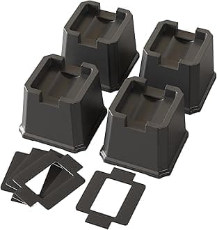 4 Pack Bed Risers 3 Inch Heavy Duty Bed Elevators Lifts Fits to Wheels of Furniture, Sofa, Table and Couch, Black