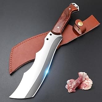 Meat Cleaver Heavy Duty Butcher Full Tang Knife with Sheath,Chef's Knives,Vegetable Cleaver Knife Chopper,Machete for Kitchen Outdoor Camping BBQ(7.1)