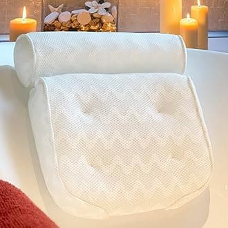 AEROiVi Bath Pillows for Tub 3D Mesh Spa Bathtub Pillow Cushion Rest 6 Suction Cups Head Neck Shoulder Back Support Washable Quick Dry Luxury Bathroom Accessories