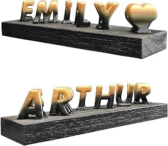 Personalized 3D Flip Name / 3D Name Art Personalized Gift for Husband Wife Boyfriend Girlfriend, Anniversary, Birthday, Couple Name (Black & Golden.)