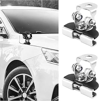2PCS Car LED Light Bar Mounting Brackets with Hex Wrenches,Adjustable Car Accessories Hood Mount Light Brackets,Universal Car LED Grill Lights Bar Brackets for Car Truck SUV (Silver)
