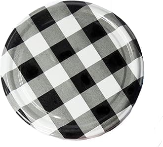 Metal Lug Cap 82 mm Lid for Glass Storage Jars and bottles (brand peerul) (Pack of 20, Black Checkered)
