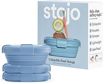 STOJO Collapsible Sandwich Box 3 Set - Steel, 24oz - Reusable Food Storage Container - To-Go Travel Silicone Bowl for Hot and Cold Food - Lunch, Camping and Hiking - Dishwasher Safe