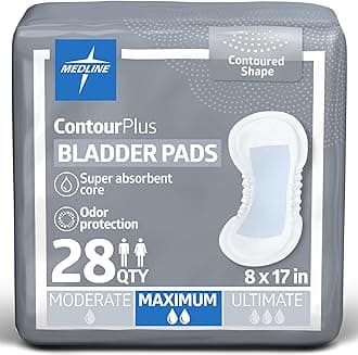 ContourPlus Bladder Control Pads, Maximum Absorbency, 6.5 x 13.5 Inches, Bag of 28