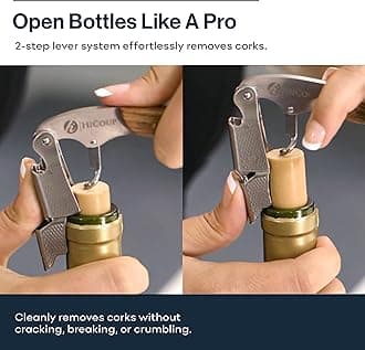 HiCoup Kitchenware Wine Opener - Professional Corkscrews for Wine Bottles w/Foil Cutter and Cap Remover - Manual Wine Key for Servers, Waiters, Bartenders and Home Use - Classic Rosewood