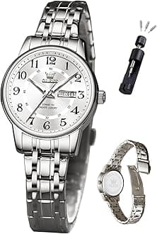 OLEVS Women's Watches Luxury Diamond Arabic Dial Wrist Watch for Women with Date Waterproof Stainless Steel Quartz Ladies Watch