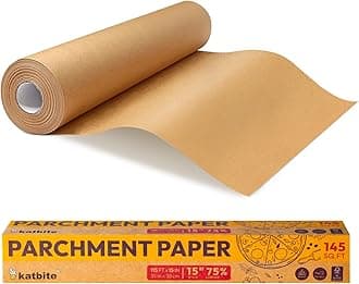 Parchment Paper Roll 15in x 115ft, Unbleached Pachment Baking Paper Roll 145 Sq.Ft, Non-Stick and Extra Longer Parchment Paper with Portable Serrated Cutter for Baking,Cooking,Space-saving
