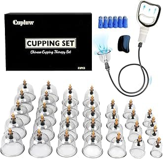 Cupping Kit for Massage Therapy - 32 Cups Professional Chinese Set With Magnetics, Vacuum Therapy Set for Cellulite Reduction Muscle Pain Relief With Manual Pump