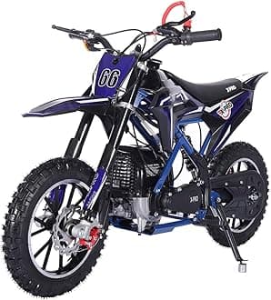 X-PRO Hawk Mini Dirt Bike, Gas Power 4 Stroke Dirt Bike! 40CC Pit Bike, Pull Start, 10" Wheels! (Blue)