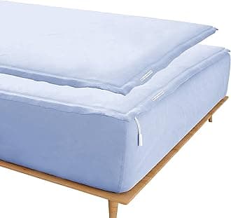 Zip On Sheets™ Zipper Fitted Sheet Twin Size - Upto 16” Inch Deep Pockets - Includes 1 Fitted Sheet Base & 2 Zip-On Sheets - Easy to Use, Sateen Cotton 500 TC Fitted Sheet - Sky Blue