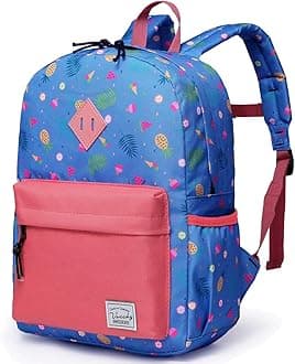 Kids Backpack for Girls Water Resistant Lightweight Little Kids Small Schoolbag for Toddlers with Chest Strap Cute Fruits