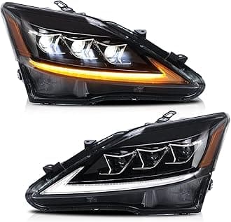 Led Headlights Compatible with Lexus IS250/ IS250C IS350 IS350C IS220d 2006-2012, ISF 2008-2014 w/Sequential Indicator w/Projector w/Amber Reflector