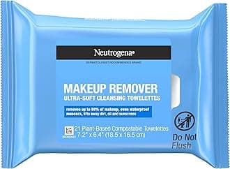 Neutrogena Makeup Remover Cleansing Facial Towelettes, Daily Gentle Face Wipes to Remove Oil, Dirt, & 99.3% of Makeup, Safe for Sensitive Eyes, Alcohol Free Wipes in Resealable Pack, 21 ct (Pack of 3)