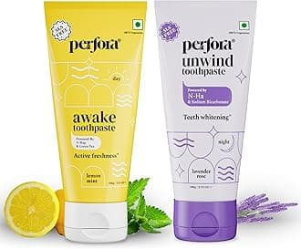 Perfora Daily Routine Oral Care Combo: Awake & Unwind Toothpaste For Active Freshness, Cavity Prevention & Teeth Whitening | Fluoride & SLS Free Tooth paste For Adults & Kids | 200 g (100 g x 2)