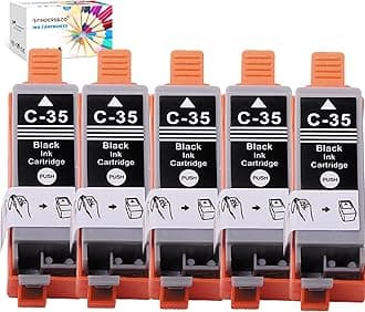 PGI-35 Black Ink Cartridge Replacement for Canon 35 36 PGI35 CLI36 Ink Work with Canon Pixma iP110 iP100 TR150 Printers (5BK)