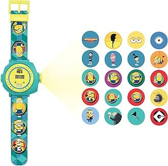 LEXIBOOK, Despicable Me, Minions, Adjustable Projection Watch Digital Screen, 20 Images of Minions, for Children, Blue/Yellow, DMW050DES