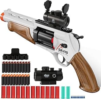 Toy Guns for Boys, Shotgun Foam Blaster, Enhanced Revolver Children Outdoor CS Soft Bullet Toy Rifle, Birthday Xmas Gift for Kids Age 8+ (Brown)
