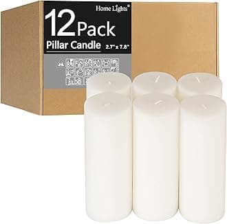 HomeLights Pillar Candles - 3x6 inch | 50 Hours Burning, 12 Count - White Unscented Smokeless European Pillar Candles - Perfect for Wedding, Parties, Spas, Home Gatherings and Dinner