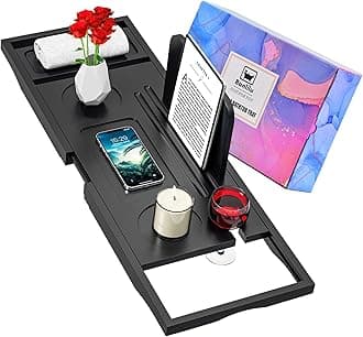 Premium Bathtub Caddy Tray Black - Bath Tray - Bath Tub Tray Table for Bathtub - Bath Caddy Tray for Bathtub, Expandable Size, Fits Most Bath Tubs