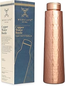 Pure Copper Water Bottle - 1000 ML, Hammered Shine Finish, Ideal for Drinkware & Storage, Pack of 1 (Hammered Design 1)