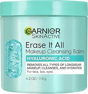Garnier Erase It All Makeup Cleansing Balm with Hyaluronic Acid, Replumping Facial Cleanser and Makeup Remover, 4.2 Oz