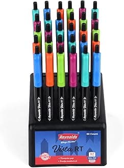 Reynolds VISTA 30 CT BLUE DISPENSER I Lightweight Ball Pen With Comfortable Grip for Extra Smooth Writing I School and Office Stationery | 0.7mm Tip Size