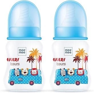Mee Mee Baby Feeding Bottle 125ml |BPA-Free Baby Milk Bottle with Eazy Flo Technology, Anti-Colic Valve, Non Toxic and Ergonomic Design for New Born/Infants/Toddler Upto 3 Years (Blue, Pack of 2)