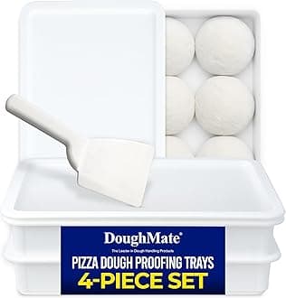 DoughMate® Artisan Kit – 2 Pizza Dough Proofing Trays, 1 Lid, and Dough Scraper – Food Contact Certified, Stackable, Made in USA