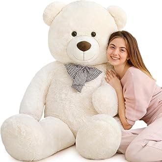MaoGoLan 55 Inch Giant Teddy Bears Big Cute Plush Teddy Bear Huge Life Size Teddy Bear Large Stuffed Animal Toys for Girlfriend Children White