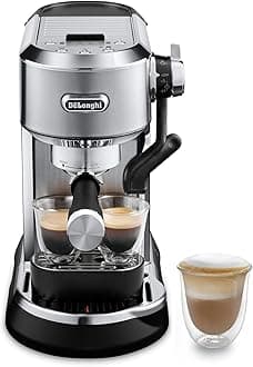 Dedica Maestro Plus Espresso Machine, Automatic Steam Wand, 3 Coffee Temp & Milk Foam Settings, 54oz Removable Tank, Easy-to-Clean Dishwasher-Safe Parts, Compact Stainless Steel Design