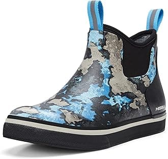 HISEA Men's Deck Rain Boots Saltwater Fishing Booties Waterproof Ankle Rain Boots with High Traction