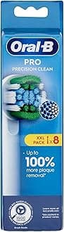 Pro Precision Clean Electric Toothbrush Head, X-Shape And Angled Bristles for Deeper Plaque Removal, Pack of 8 Toothbrush Heads, White