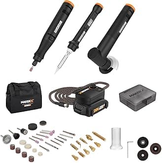 Worx MAKERX WX991L 3pc Crafting Tool Combo Kit - Rotary Tool + Angle Grinder + Wood & Metal Crafter