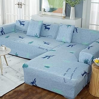 jia cool 2 pcs Sectional Couch Covers, Printed L-Shaped , Stretch Couch Slipcovers for Sectional Sofa,Suitable for Combined Chaise Longue Cover (Pattern XILU, 3 seat+ 4 seat )